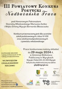 plakat  III Powiatowego Konkursu Poetyckiego Nadbużańska Fraza